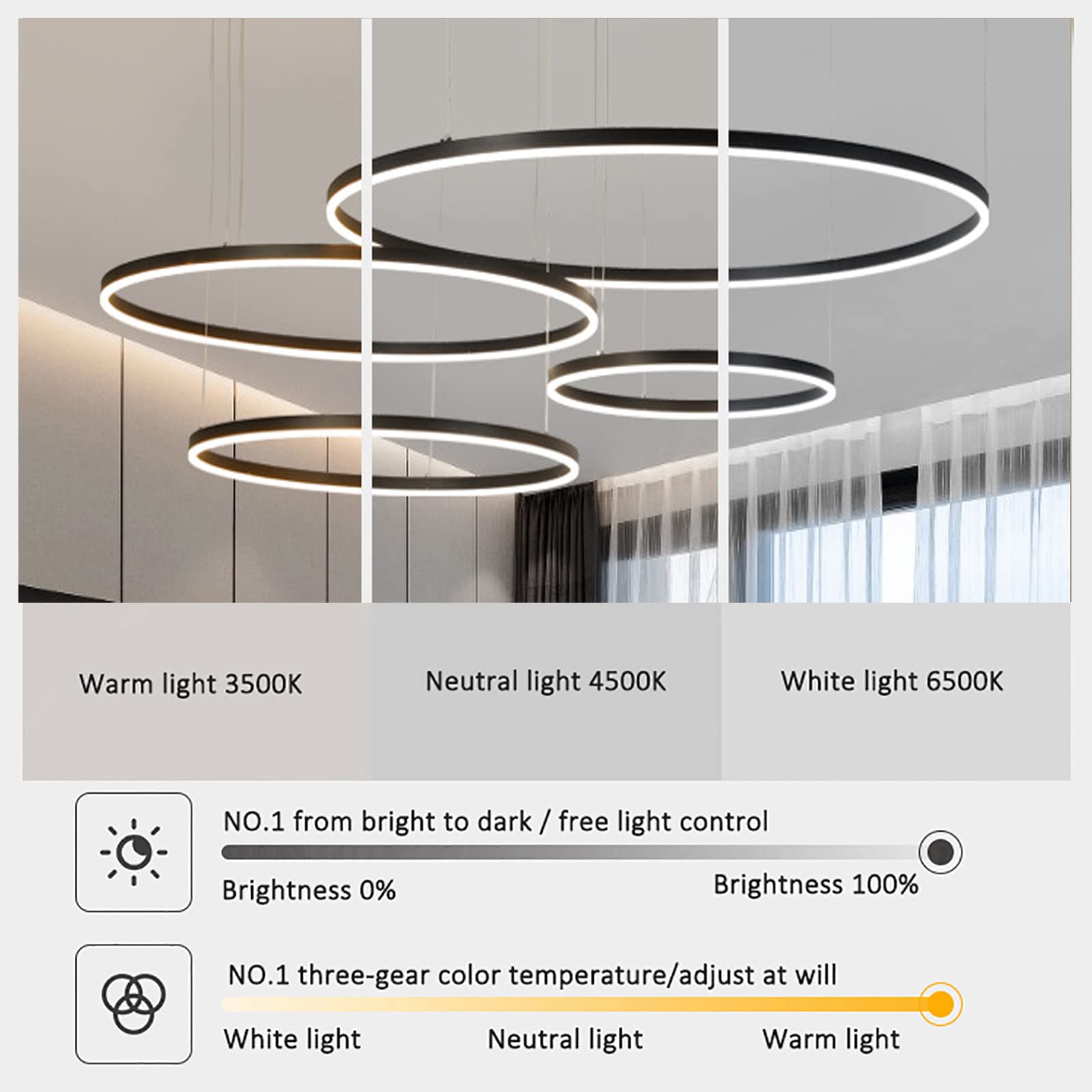 Lampadario Moderno in Legno con Anello LED, lampadario a Sospensione Giapponese a 1 Luce, Lampada da soffitto Circolare dimmerabile contemporanea per Isola Cucina, Soggiorno, Sala