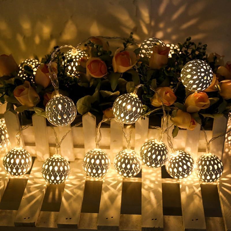 Cadena de luces con pilas, 300 cm, con pilas, 20 luces LED para exteriores, Navidad, decoración de Navidad