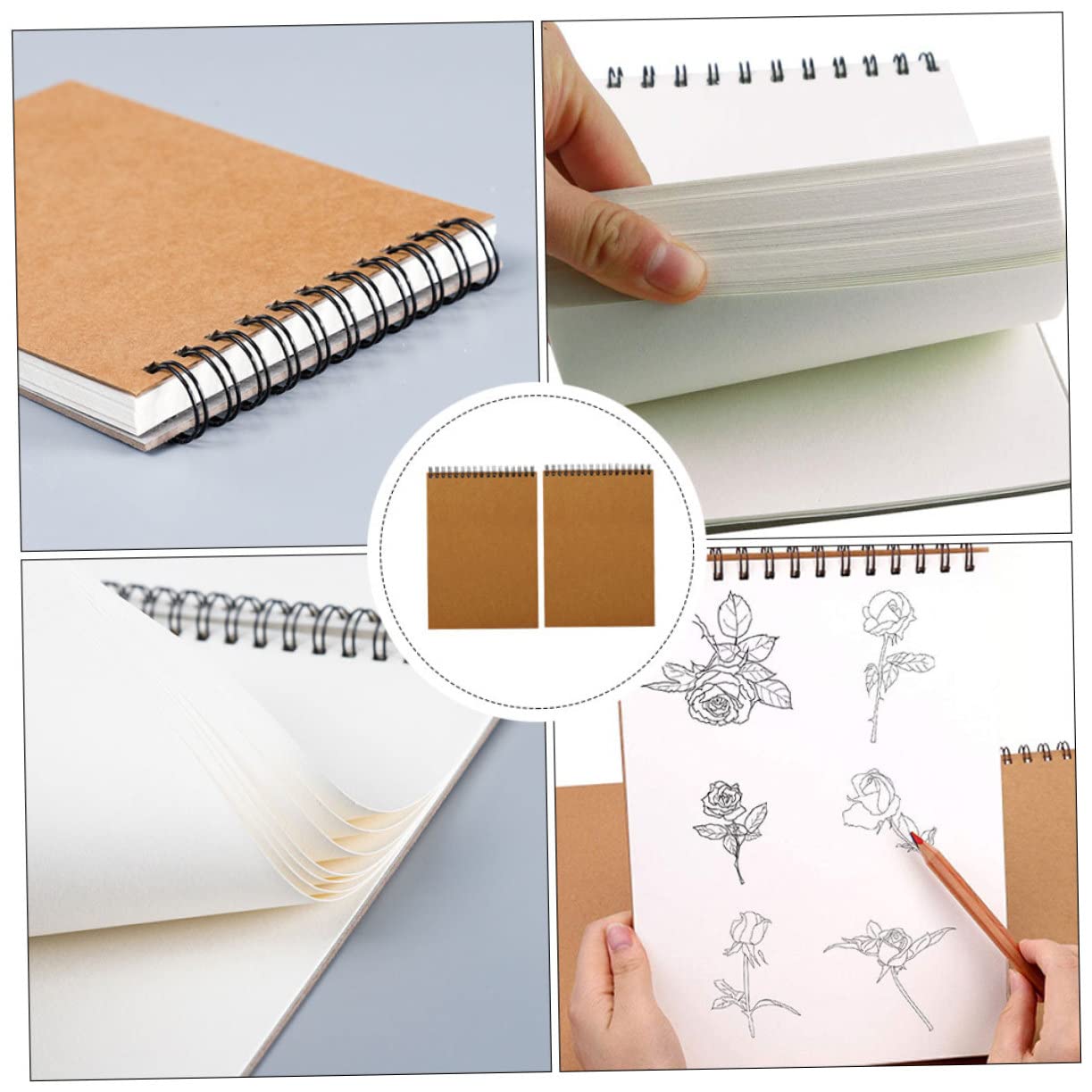 2pièces Lot De Cahiers De Dessin Papier Vierge Pour Croquis Et Dessins Portable Et Pratique
