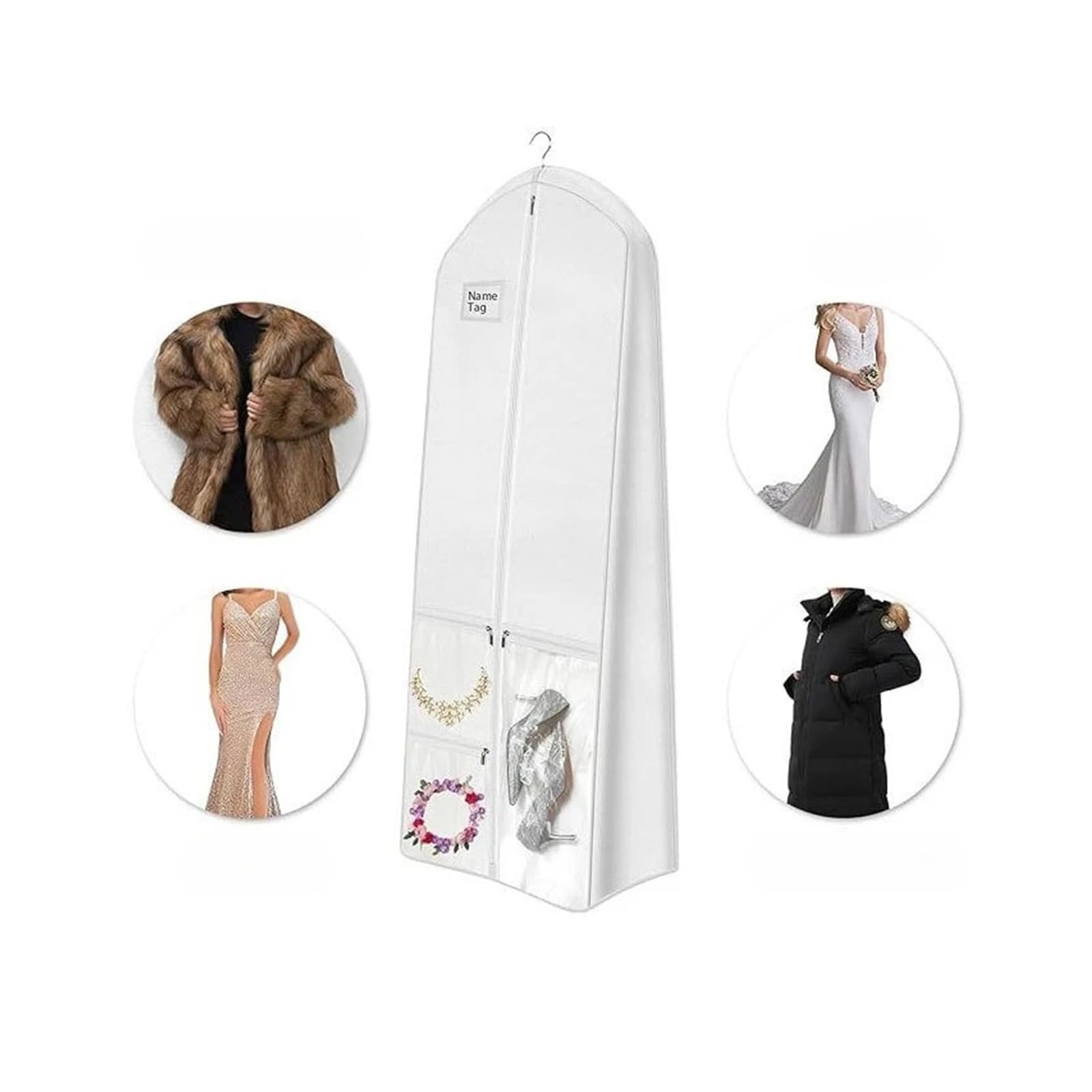 fundas para ropa 3Pcs Folding Wedding Dress Storage Bag With Multiple Pockets Dust Cover For Evening Waterproof Coat