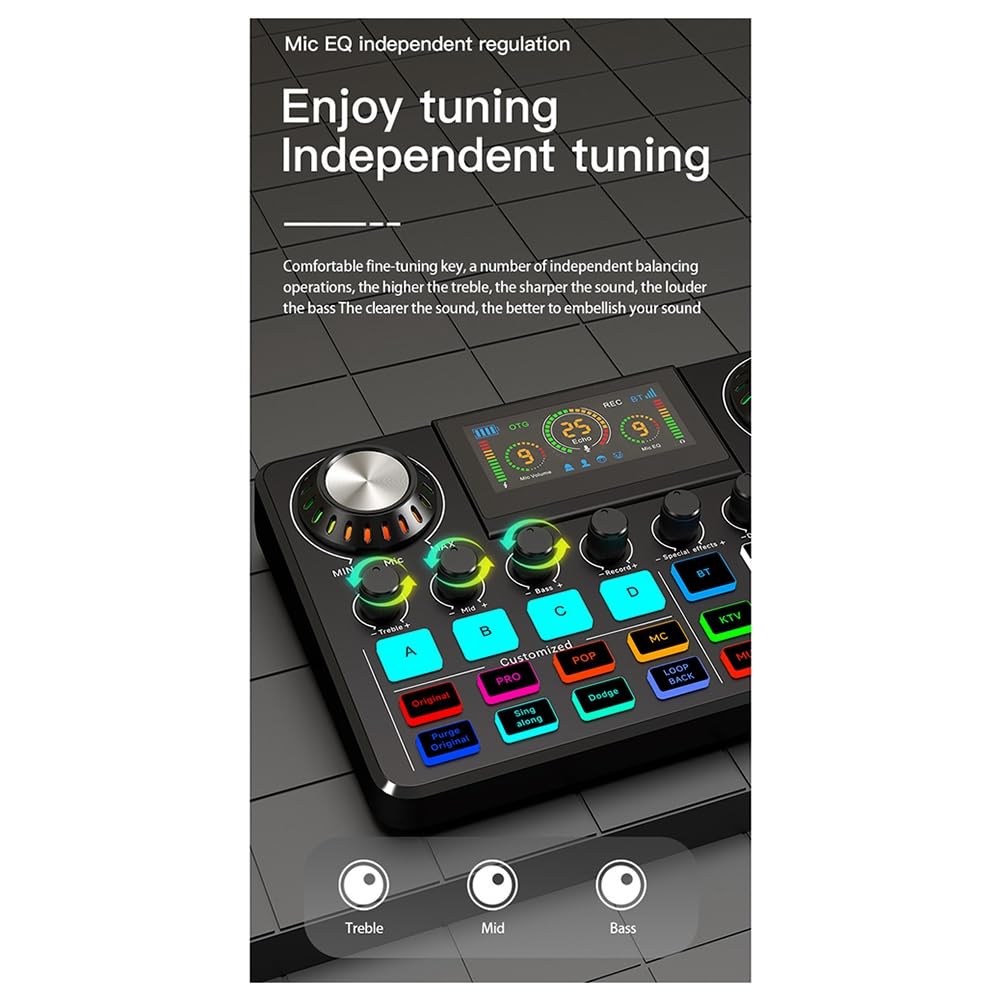 Cenei Tarjeta de Sonido de Tono Electrónico F668 Fuente de Alimentación de Audio de 48 V para Interfaz de Grabación de Transmisión en Estudio de Podcast