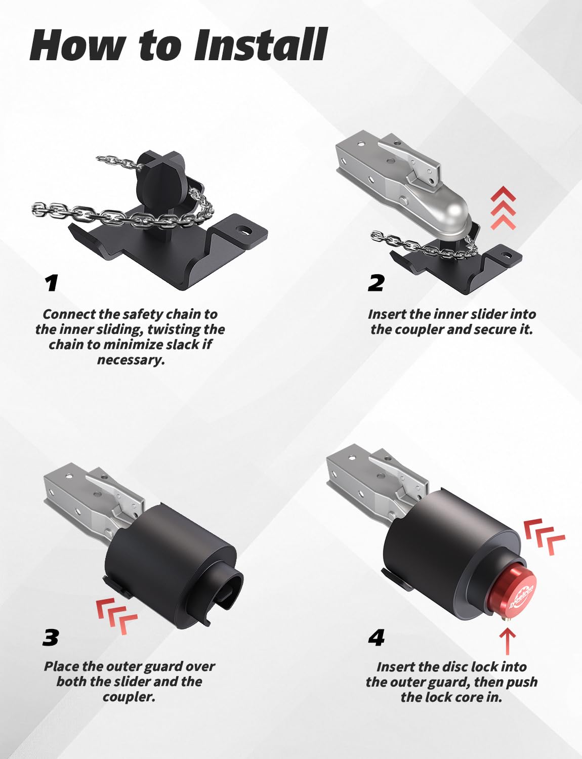 Cerradura de Remolque para acoplador de 2 5/16 Pulgadas, cerraduras de Enganche de Remolque de Acero Resistente antirrobo, Accesorios de Caravana para RV, Remolque, Barco, camioneta
