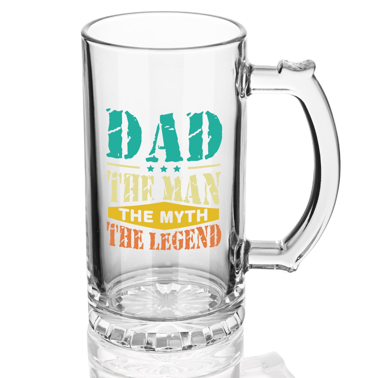 Joymaking Beer Glass Gift for Dad - Dad The Man The Myth The Legend, Father Day Gifts from Son Daughter, Glass Tankard 0.5L