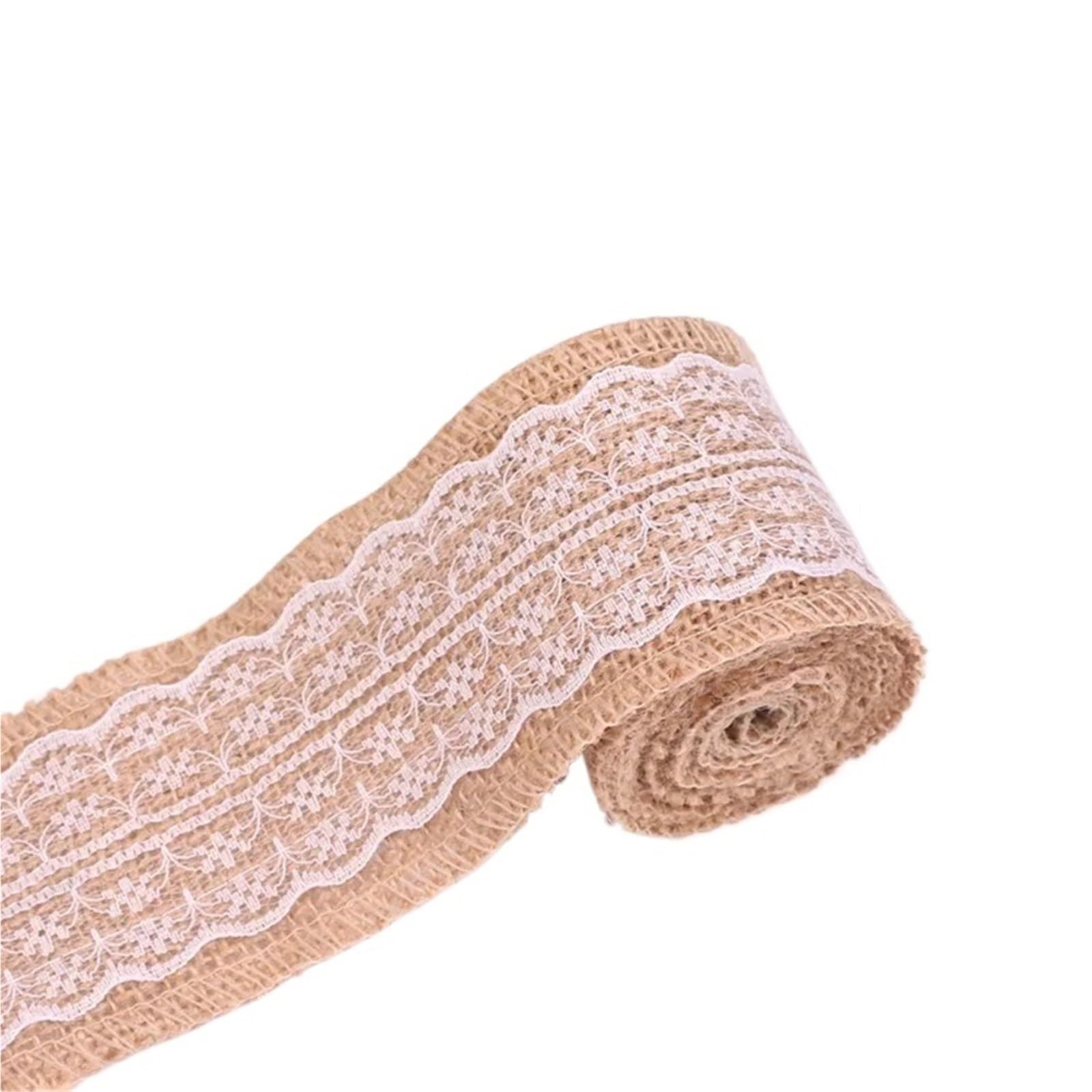 Burlap Fabric Roll 2Meters/Roll (6cm Width) Natural Jute Burlap Ribbon Rustic Vintage Wedding Decoration Lace Hessian Roll Party Supplies(White)