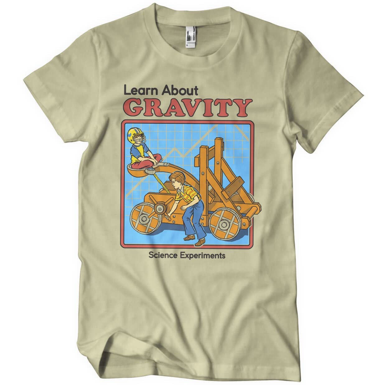 Steven Rhodes Officially Licensed Learn About Gravity Mens T-Shirt (Khaki), Small