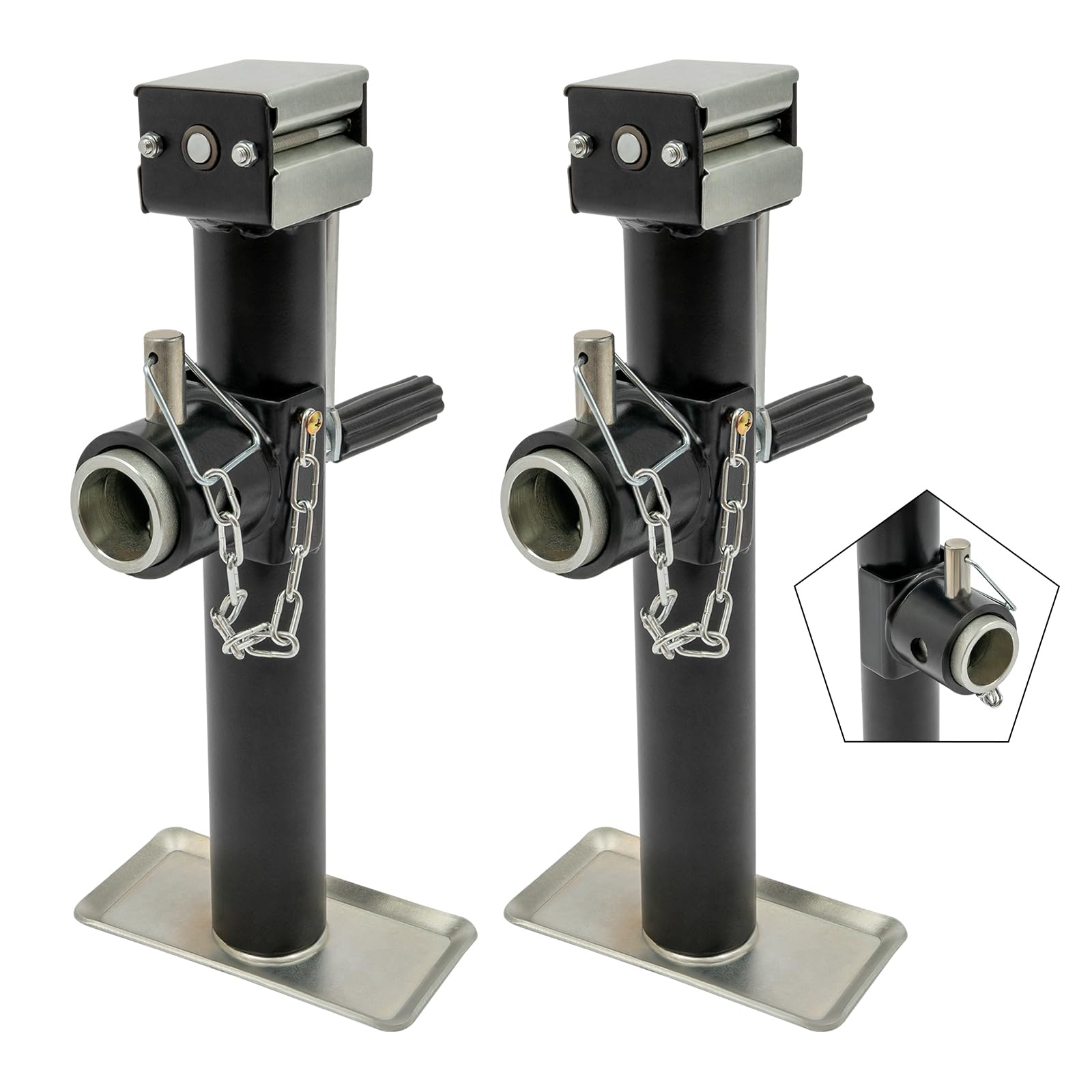 2 soportes de remolque robustos con manivela: máx. 1 T/2204,62 libras, soporte de manivela. Altura ajustable de 43 a 69 cm. Soporte de apoyo para carga pesada, ideal para coches, caravanas, yates