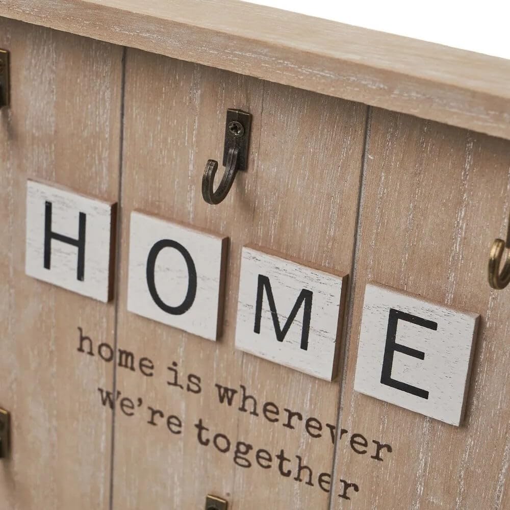 Caja para Llaves de Madera con 6 colgadores de Pared para Entrada, Armario para Llaves diseño Decorativa, Guardallaves para Recibidor 24x30 cm (Home Casas)