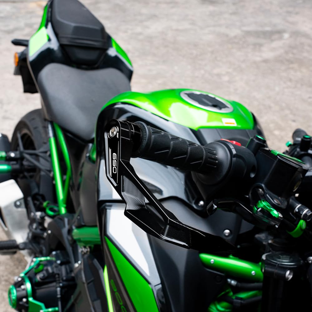 Adatto per Z650 Z 650 Ninja650 Ninja 650 650R 2017-2025 2024 Protezione per manopole in alluminio per moto, leva freno, leva frizione, protezione per manopole (Nero)