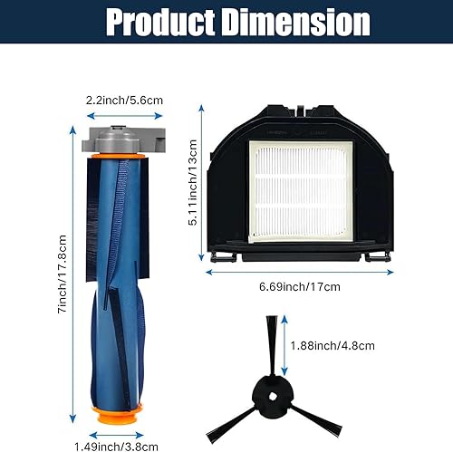 Miniatura 7 de Paquete de 10 piezas de repuesto para robot aspirador Shark RV2310 RV2310AE, 1 cepillo principal, 2 filtros HEPA, 6 cepillos laterales, 1 cepillo de