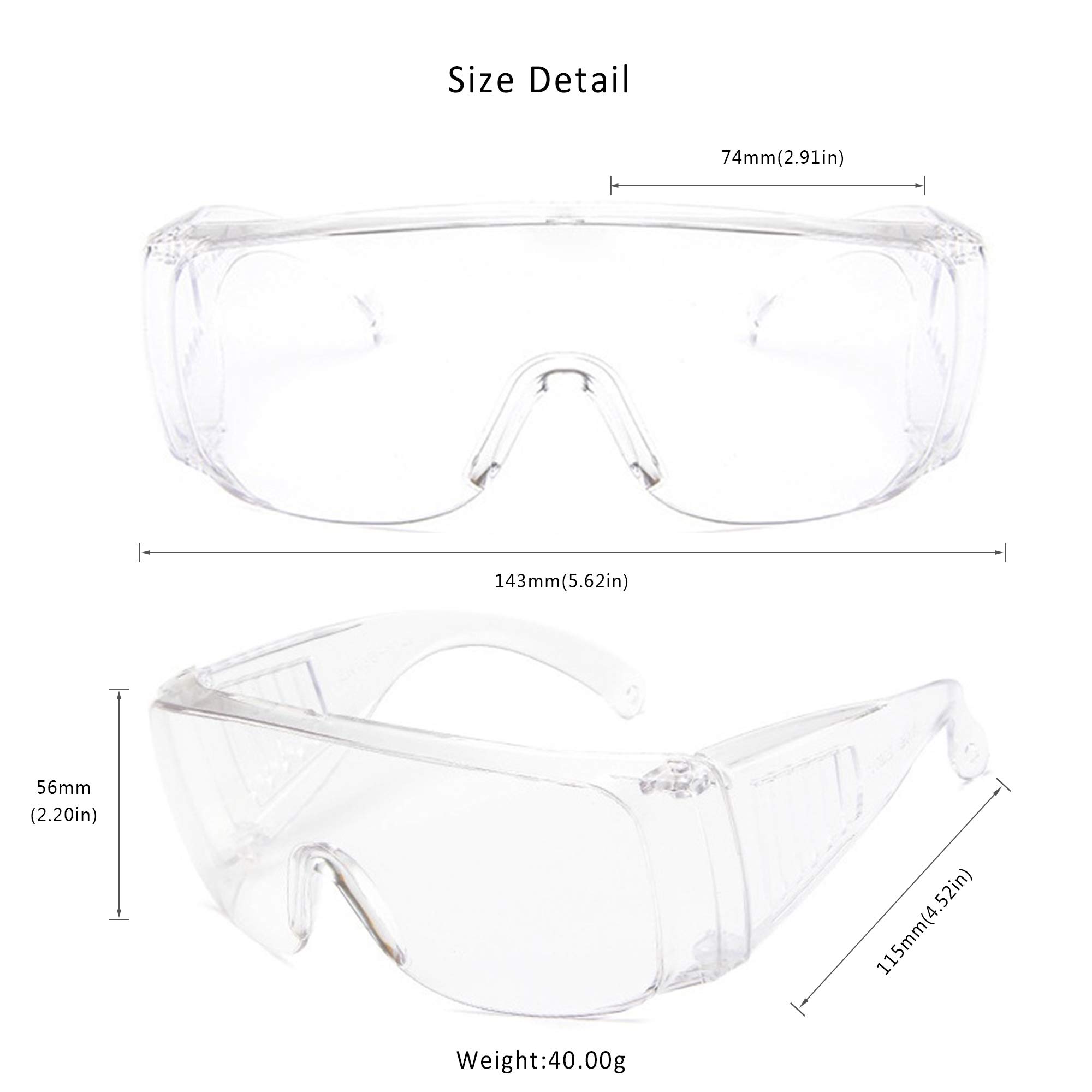 LifeArt 7Pairs Protective Safety Glasses, Anti Fog Glasses, Anti-scratch Clear Lens Wide-Vision, Dust-Proof, Unisex Professional Glasses.