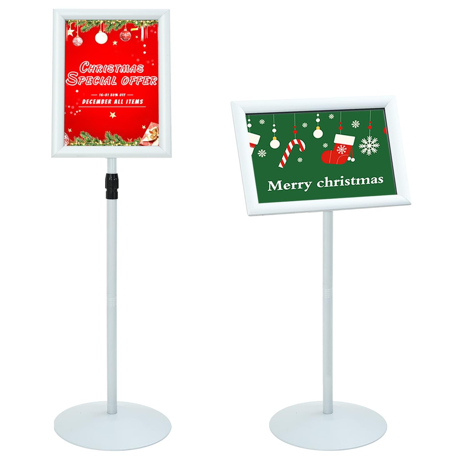 Soporte para póster, plateado, 33 x 33 x 126 cm, PVC, acero ajustable, para interior y exterior, expositor
