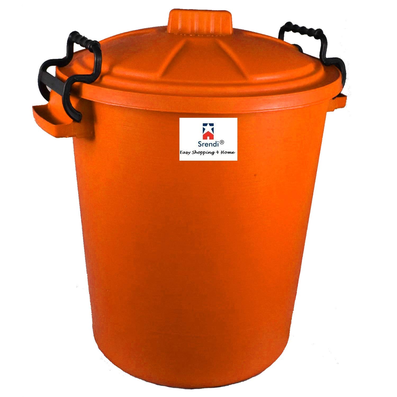 Srendi Orange Srendi® 50L Plastic Bin/Waterfroof/Rodent Proof/Ideal For Outdoor/Animal Feed/Food/Storage/Flour Locking Lid (Orange)