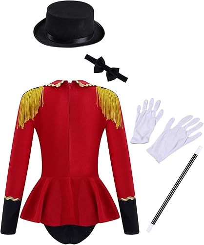 Miniatura 2 de Kids Girls Deluxe Circus Ringmaster Costume Lion Tamer Ringleader Halloween Performance Dress Leotard