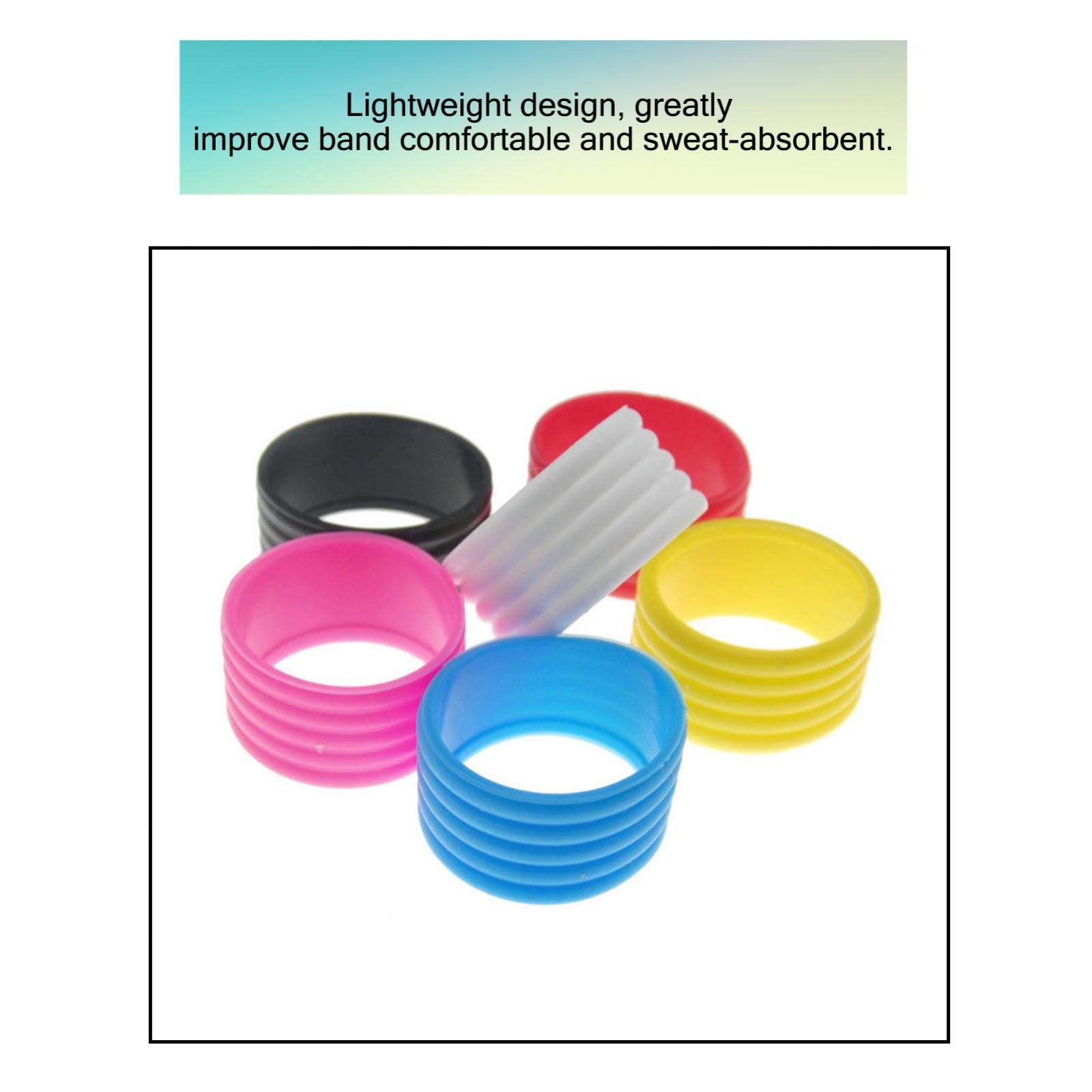 F Fityle 5x Rubber Grip Bands for Tennis Racquet Squash Racket, Fishing Pole - to Hold übergreifen - 5 Colores, Black - Image 2