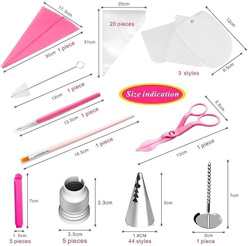 Miniatura 3 de Emoly Juego de puntas de tubería rusa, 83 piezas de decoración de pasteles, kit de suministros para hornear, boquillas de volantes de tulipanes