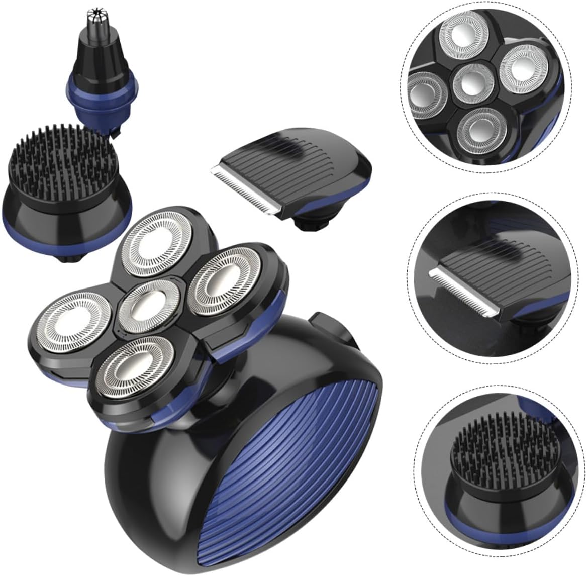Mini Cordless Rechargeable Hair Trimmer for Men Floating Head Shaver with Design Grooming Razor for Bald and Beard Shaving USB Charging Blue