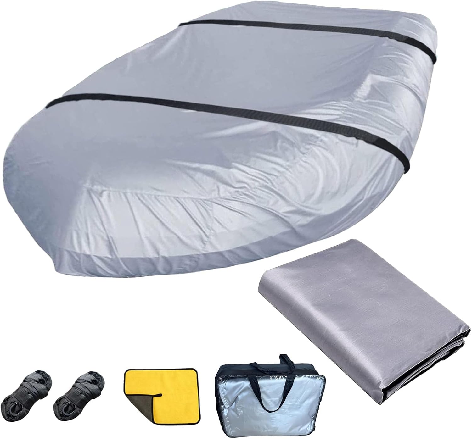 Dinghy Cover 6 Sizes Boat Cover Waterproof Anti-UV Paddle Boat Covers for Small Inflatable and Rigid Inflatable Boats, with 2 Reinforced Straps Grey-7-8ft