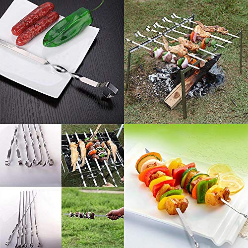 Modern Design Barbecue Steel Grilling Kabob Flat Skewers Needle, 6pc - 60cm