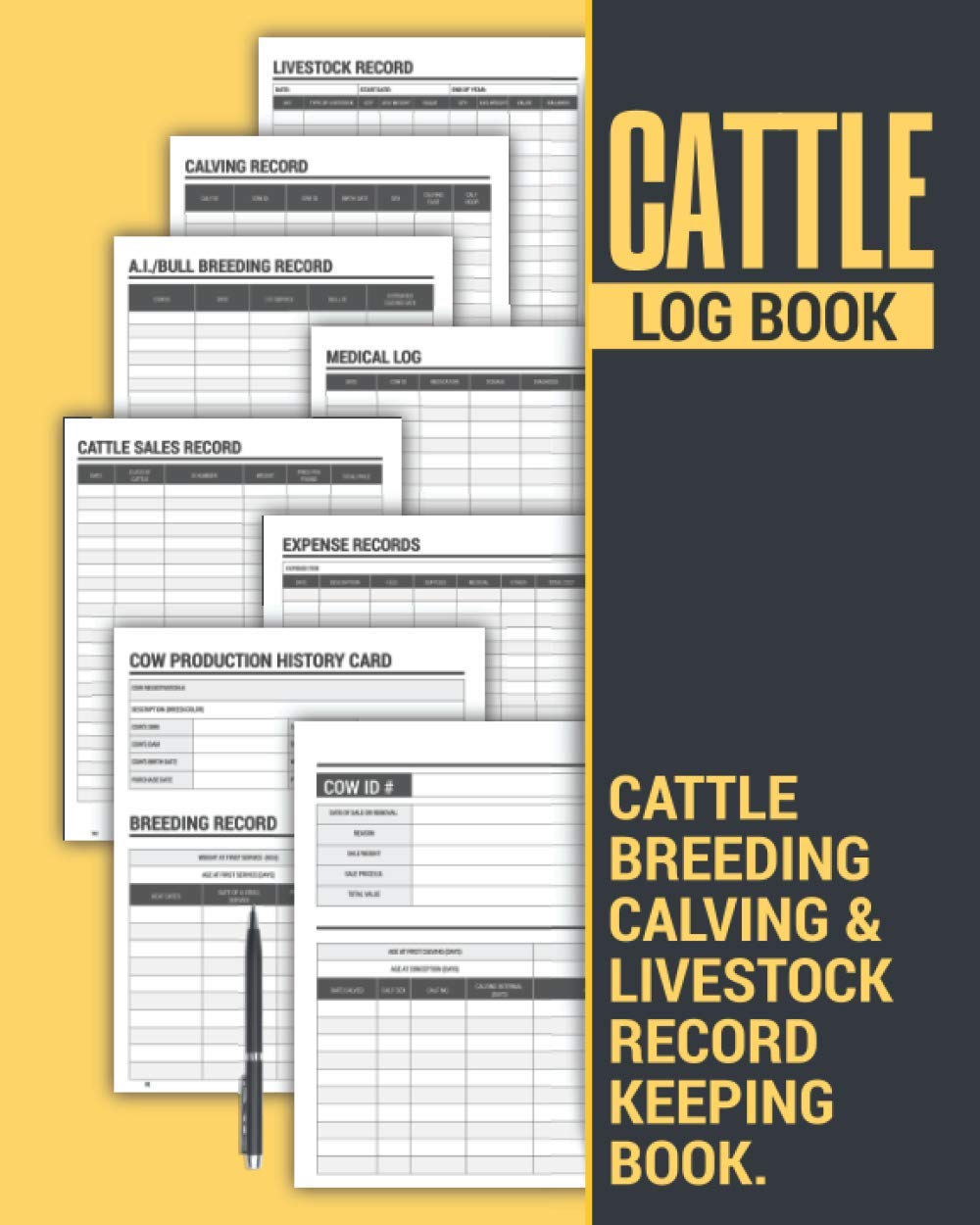 Buy Cattle Log Book Cattle Breeding, Calving, and Livestock Record
