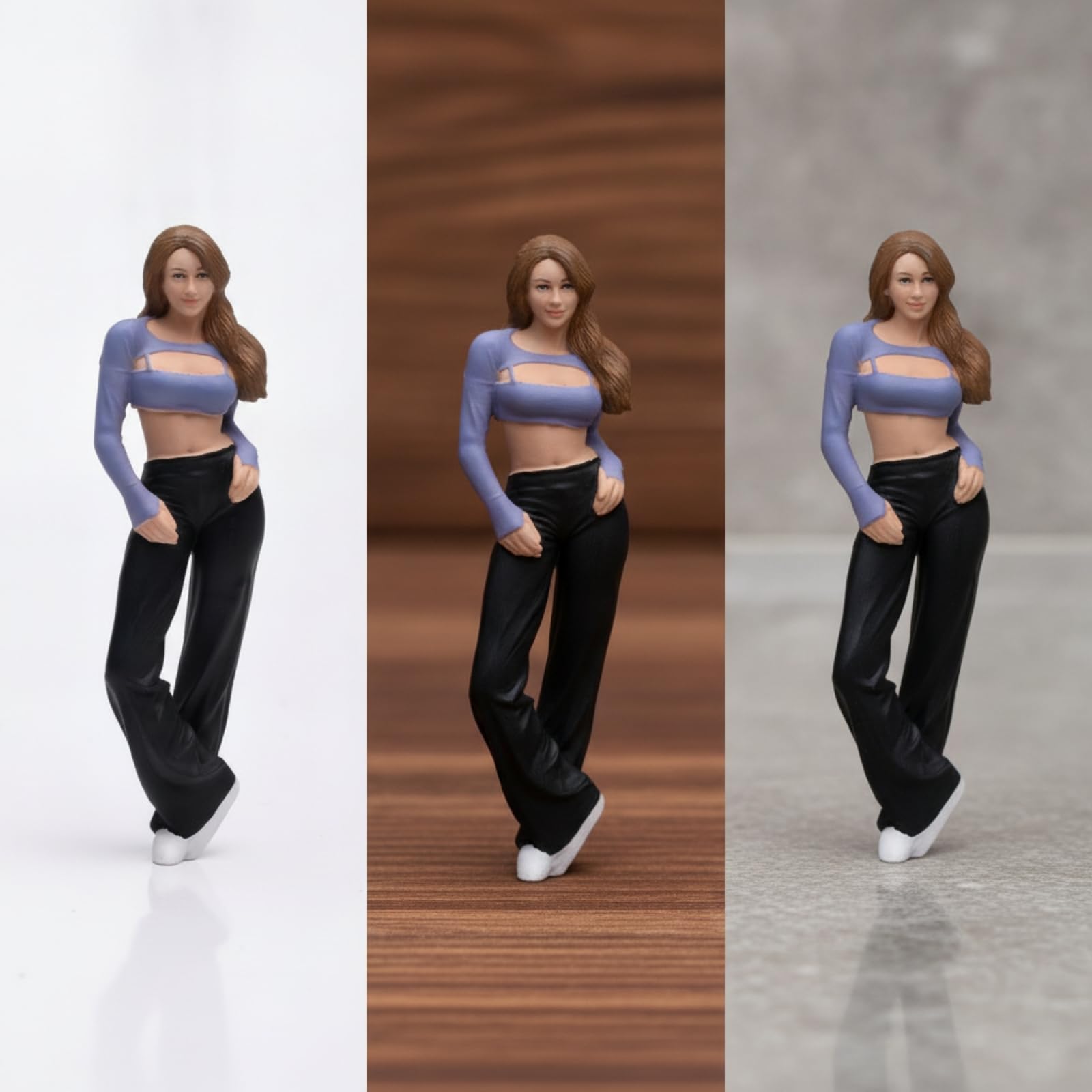 Miniaturfigur mit Handtasche handbemalt Resinfigur detailreich Mädchenfigur für Setzkasten, 1/18