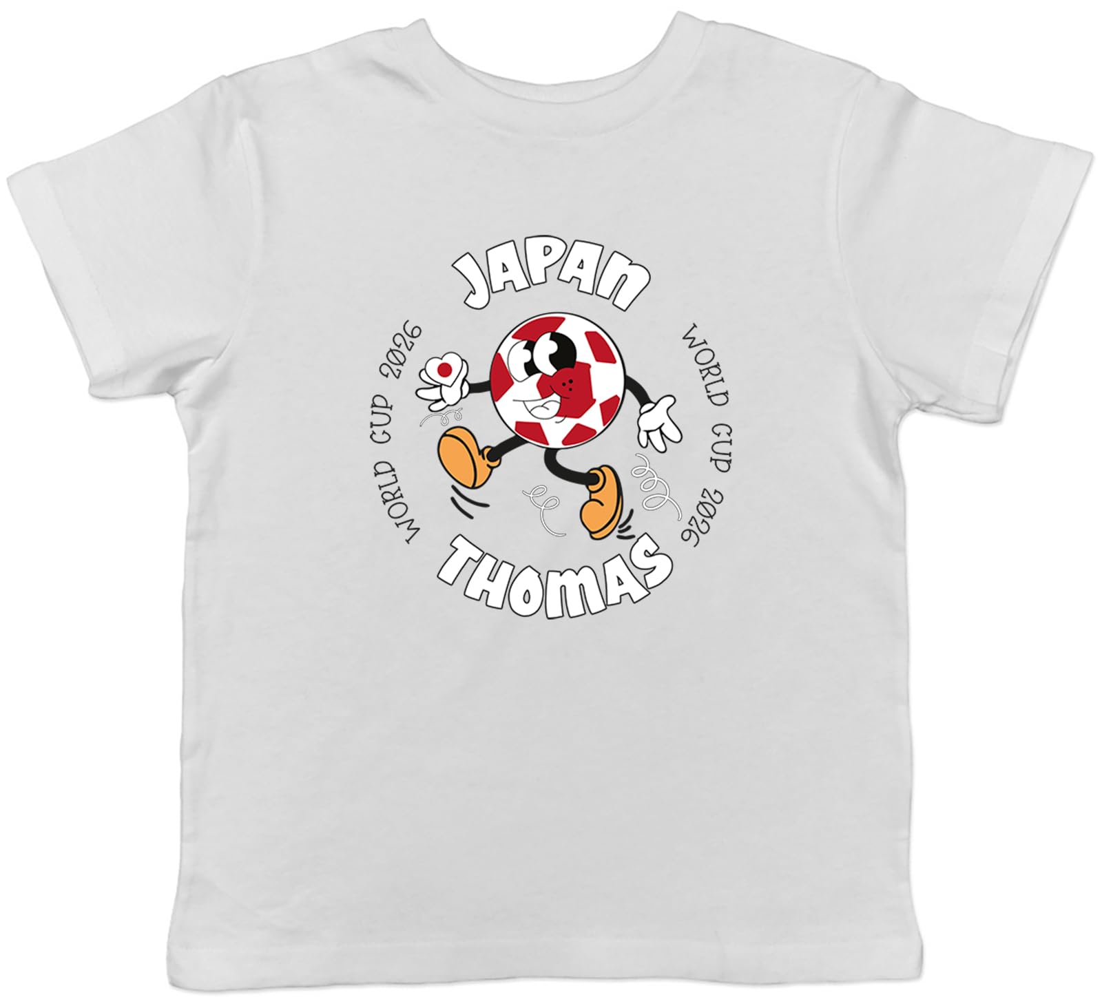 Shopagift Personalised Japan World Cup Heart Football Fan Kids T-Shirt Childrens Tee Boys Girls White