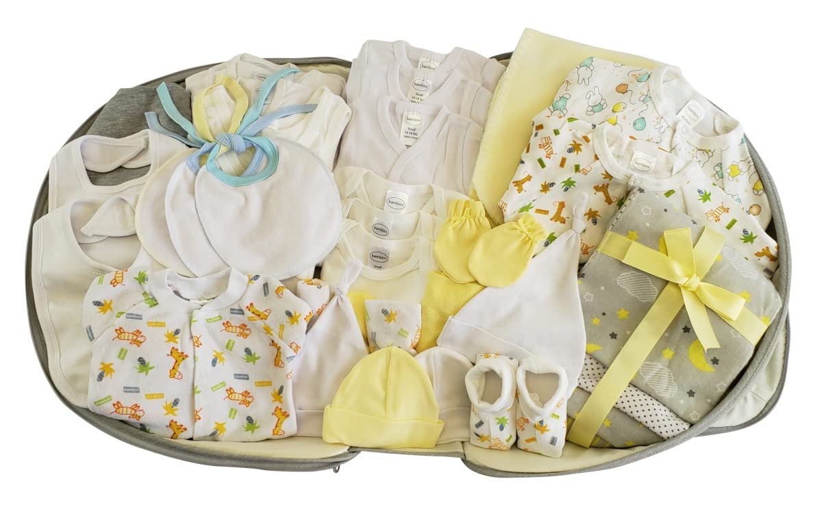 Bambini 808-Unisex-44-Pieces Unisex Baby Clothing Starter Set with Diaper Bag Yellow - Mixed Sizes - 44 Piece