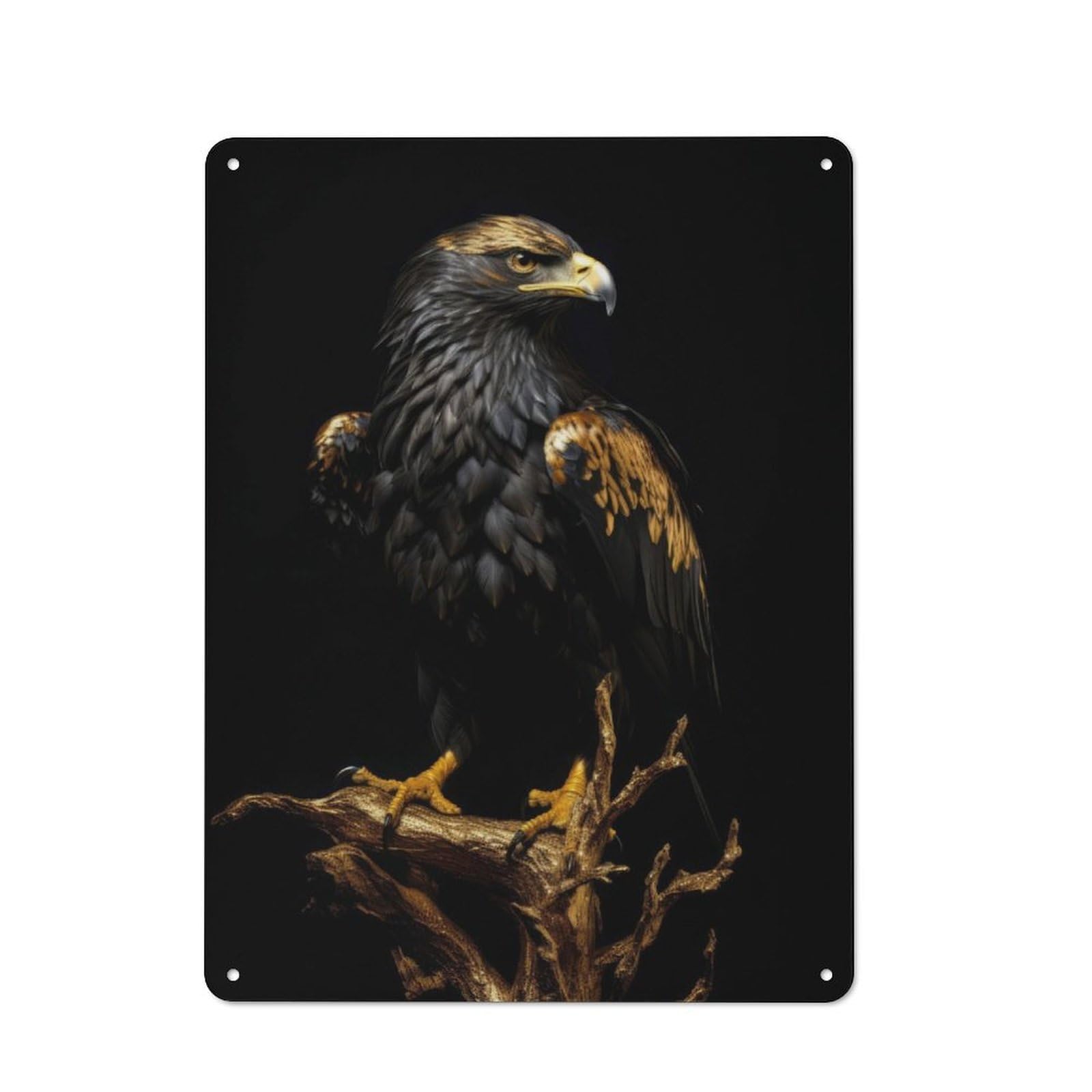 Junmoney Gold Dark Eagle Rustic Tin Sign 40X30cm Featuring For Bar Or Restaurant, A Housewarming Gift For Bar Decor Enthusiasts