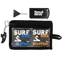 Kit Surf Parafinas 80g Fórmula Especial Surf - Kit Com Parafina + Raspador + Chavinha de Quilha + Chaveiro + Estojo (Azul e Laranja - Misto)