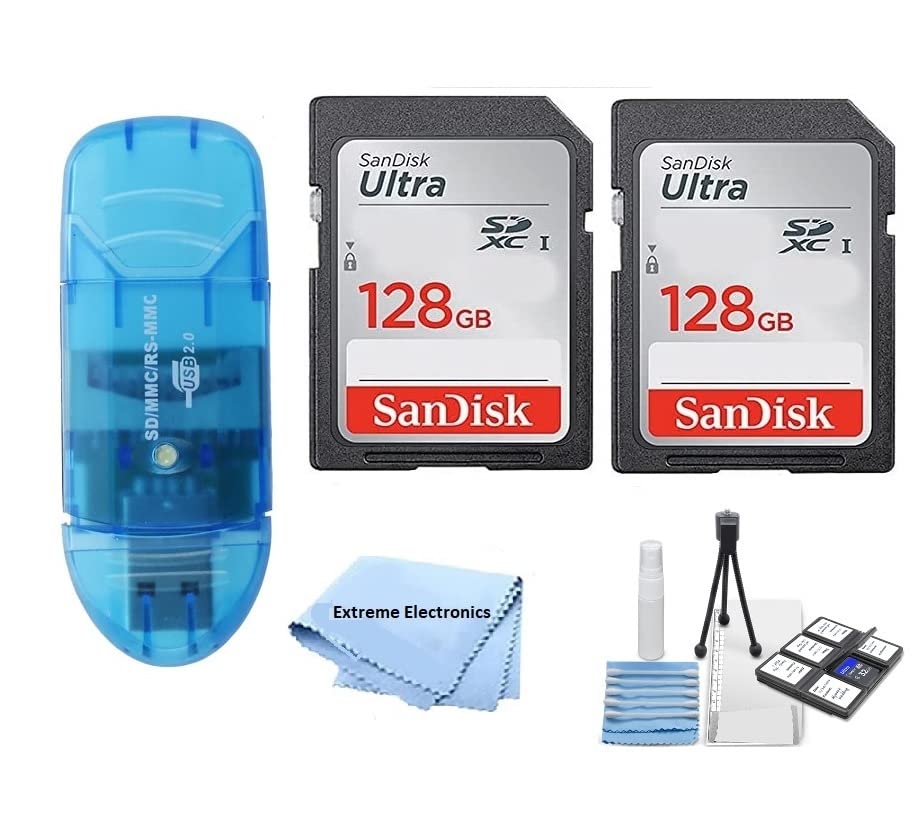 2Pcs 128GB Ultra Class 10 SDXC UHSI SD Memory Card for