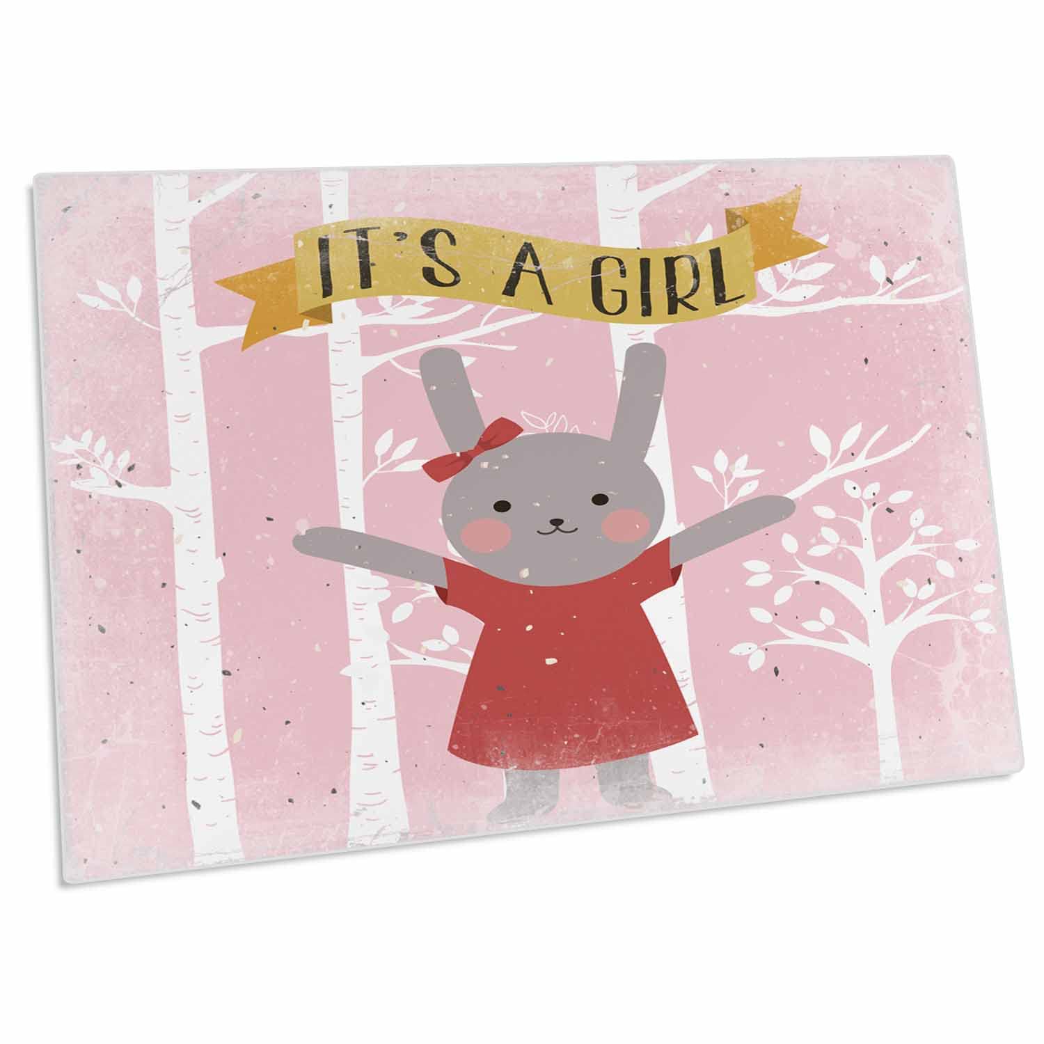 3dRose Baby Shower Girl-Pink Bunny Animal Illustration for Kids - Desk Pad Place Mats (dpd-269195-1)