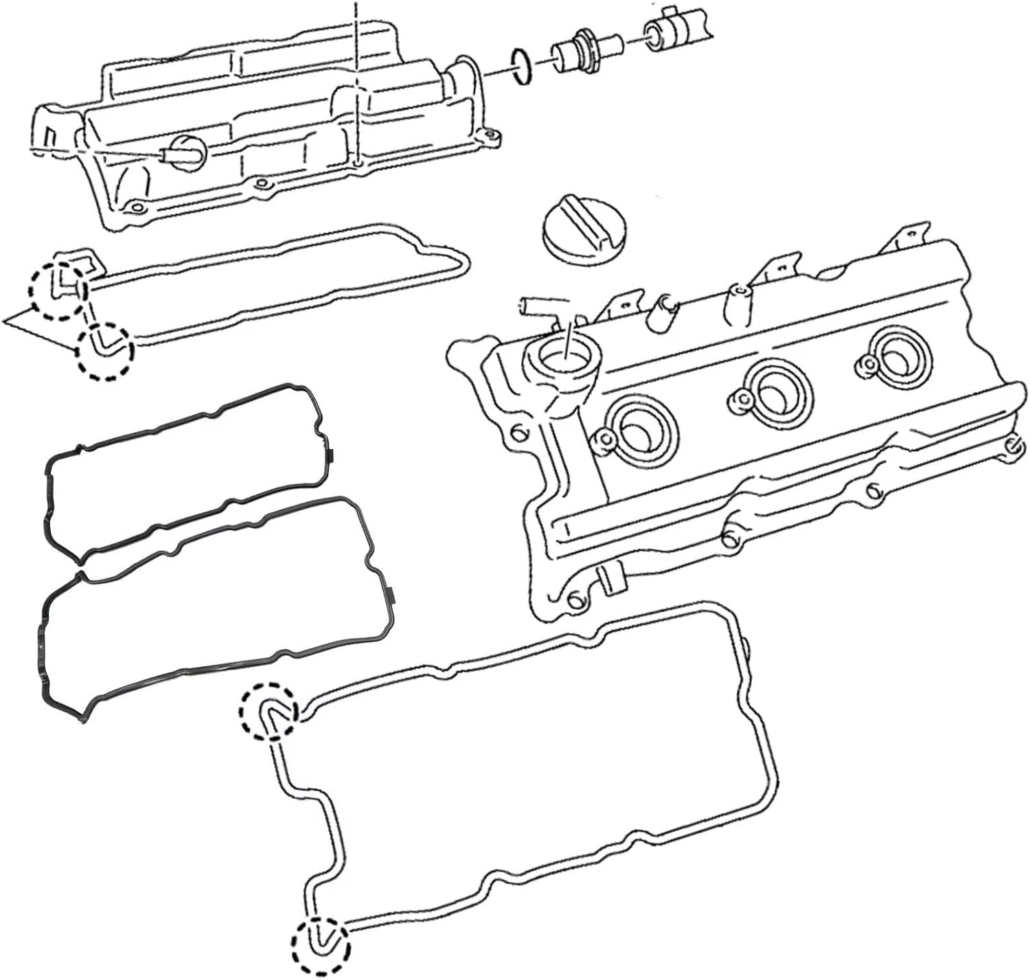 Valve Cover Seal for Infiniti for Fx35 for G35 3.5L V6 2003 2004 2005 2006 2007 2 Piece Car Engine Valve Cover Gasket Set 13270-4W000 13270-Ea20A