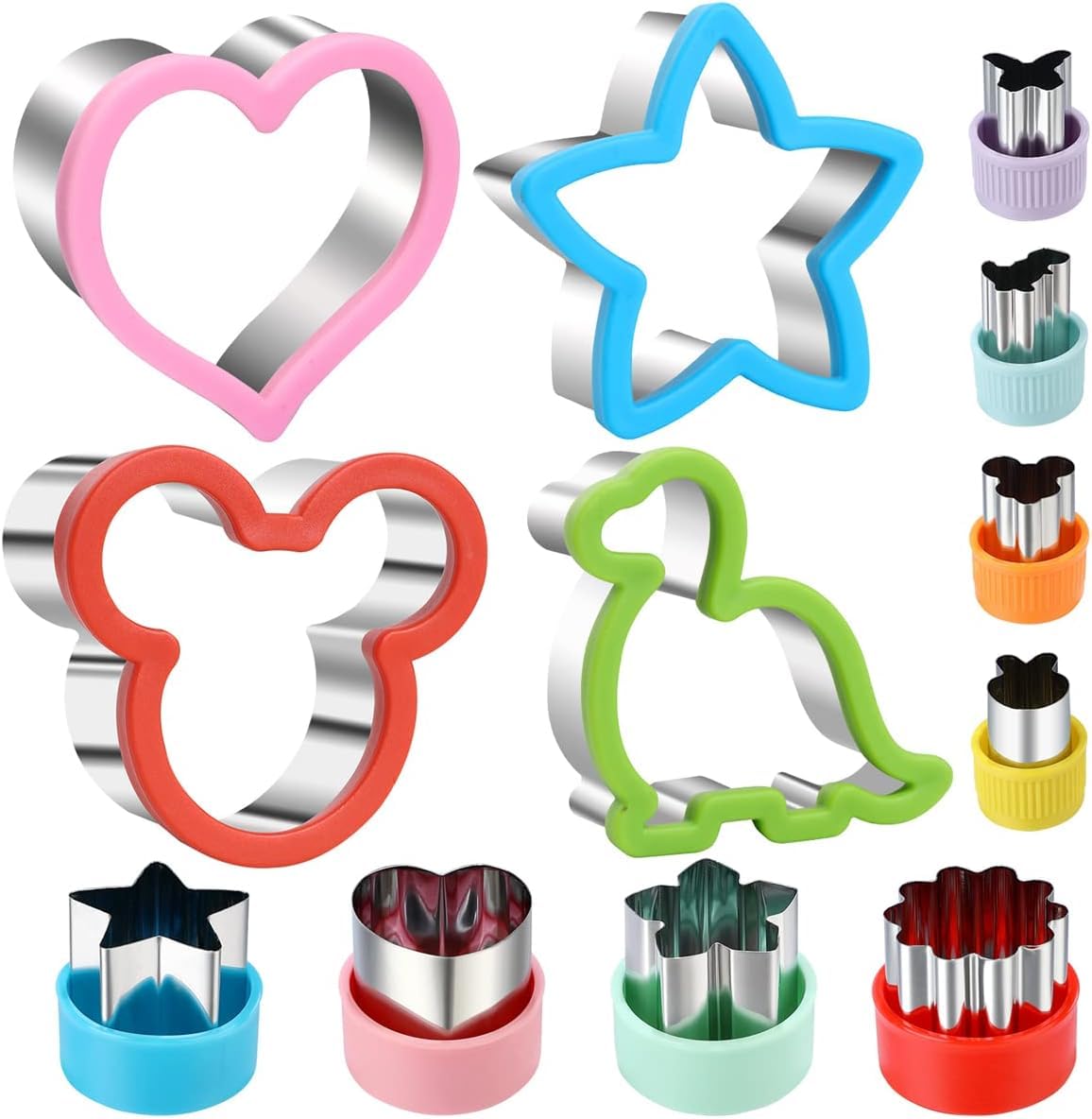 12 Pcs Sandwich Cookie Cutters Set, Dinosaur,Heart,Star,Mouse,Sandwich Knife Cookie Knife Vegetable Cutter Food Grade Cookie Mould.