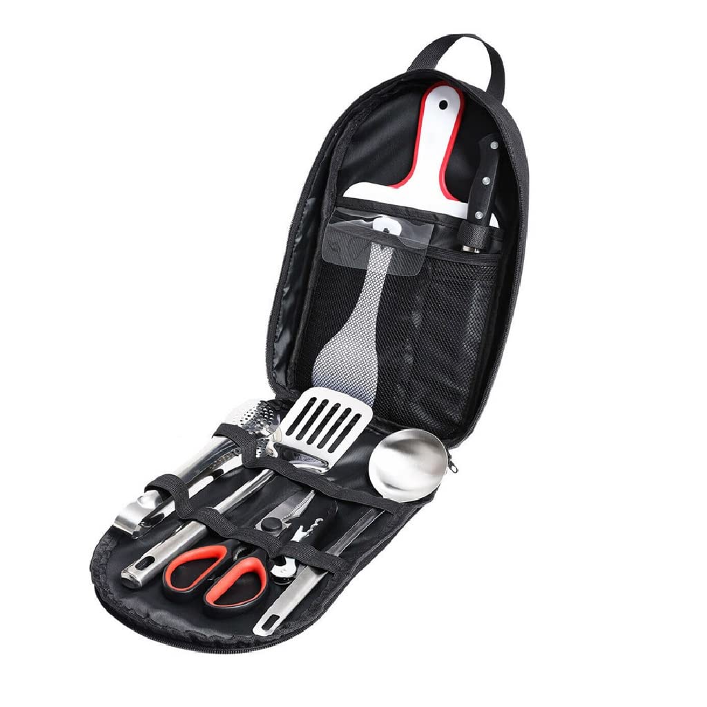 Confezione da 9 Strumenti per Barbecue Set per Barbecue Accessori per Barbecue Utensili Utensili per Cucinare da Campeggio all'aperto Set Utensili per Barbecue
