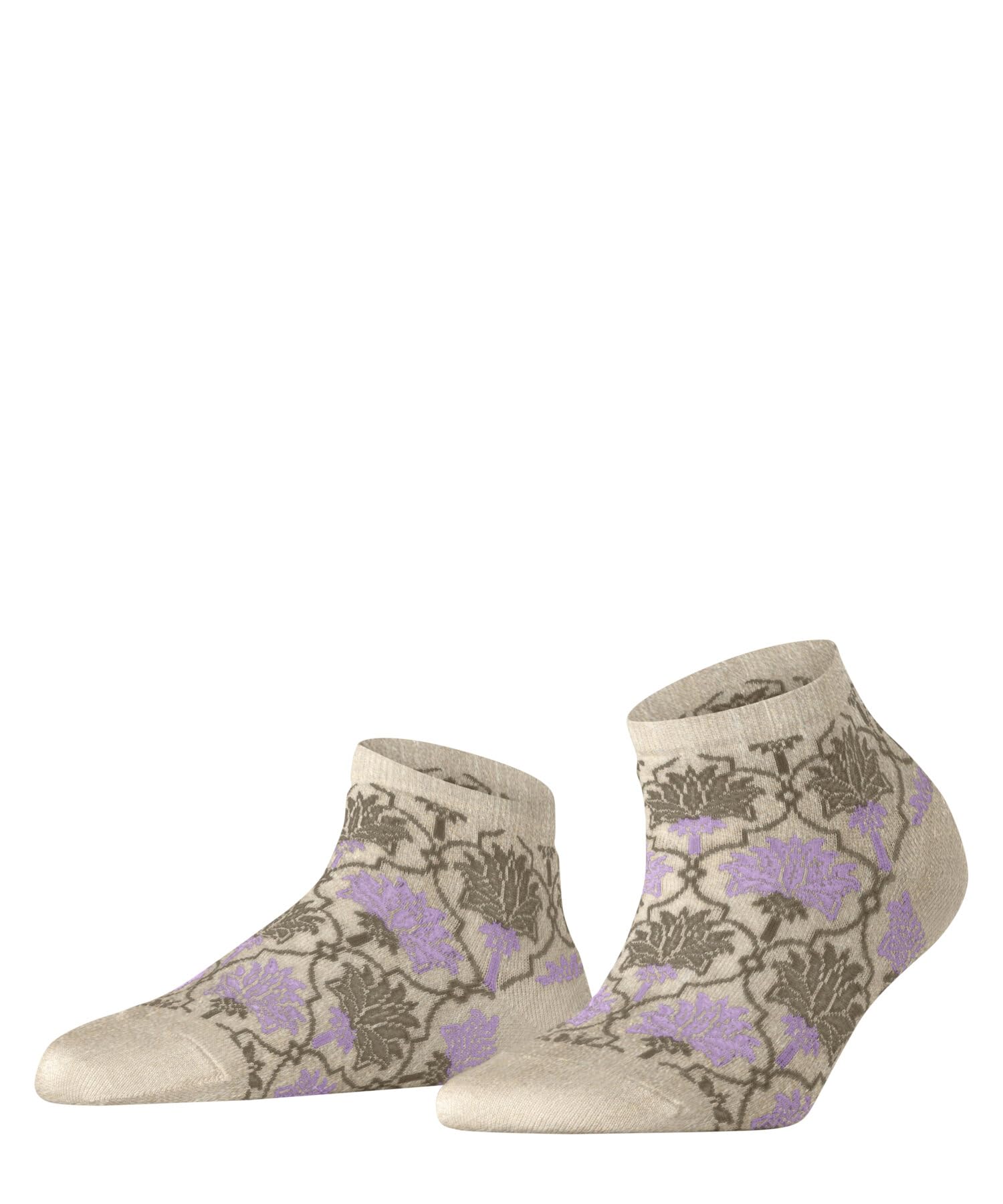 FALKE Women's Cuban Retreat W Sn Linen Cotton Low-Cut Patterned 1 Pair Trainer Socks, Beige Creme 2050, 2.5-5