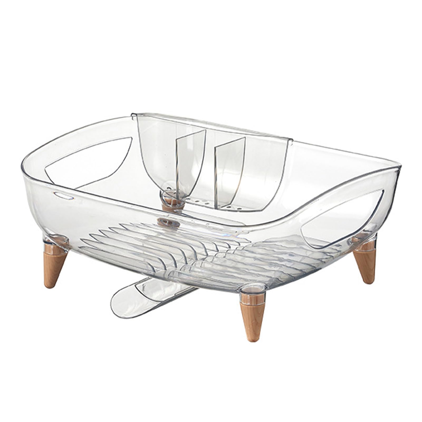 OSNIYAW Sturdy Transparency Drainer with Slanted Base for Efficient Water Drainage Large Capacity Utensils Holder Drying Rack