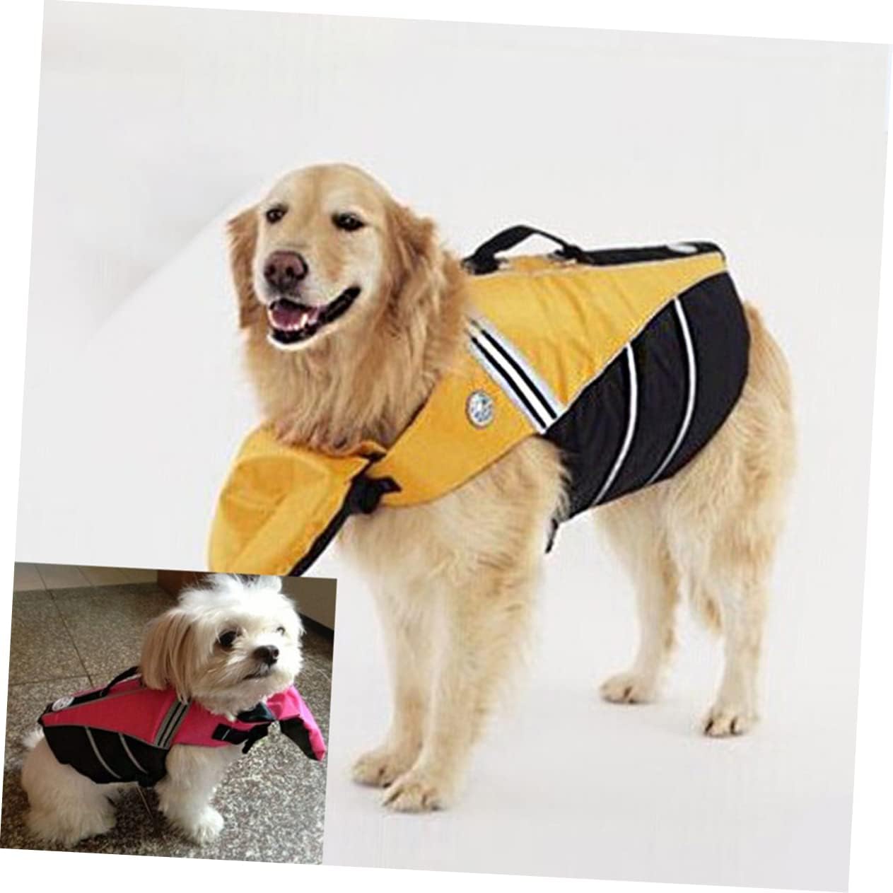 Pet Life Jacket Size Adjustable Buoyant Polyester XS Yellow | Quick Release Hook and Loop, Sweat Absorption, for Dogs, Rescue Handle Design, Pet Use