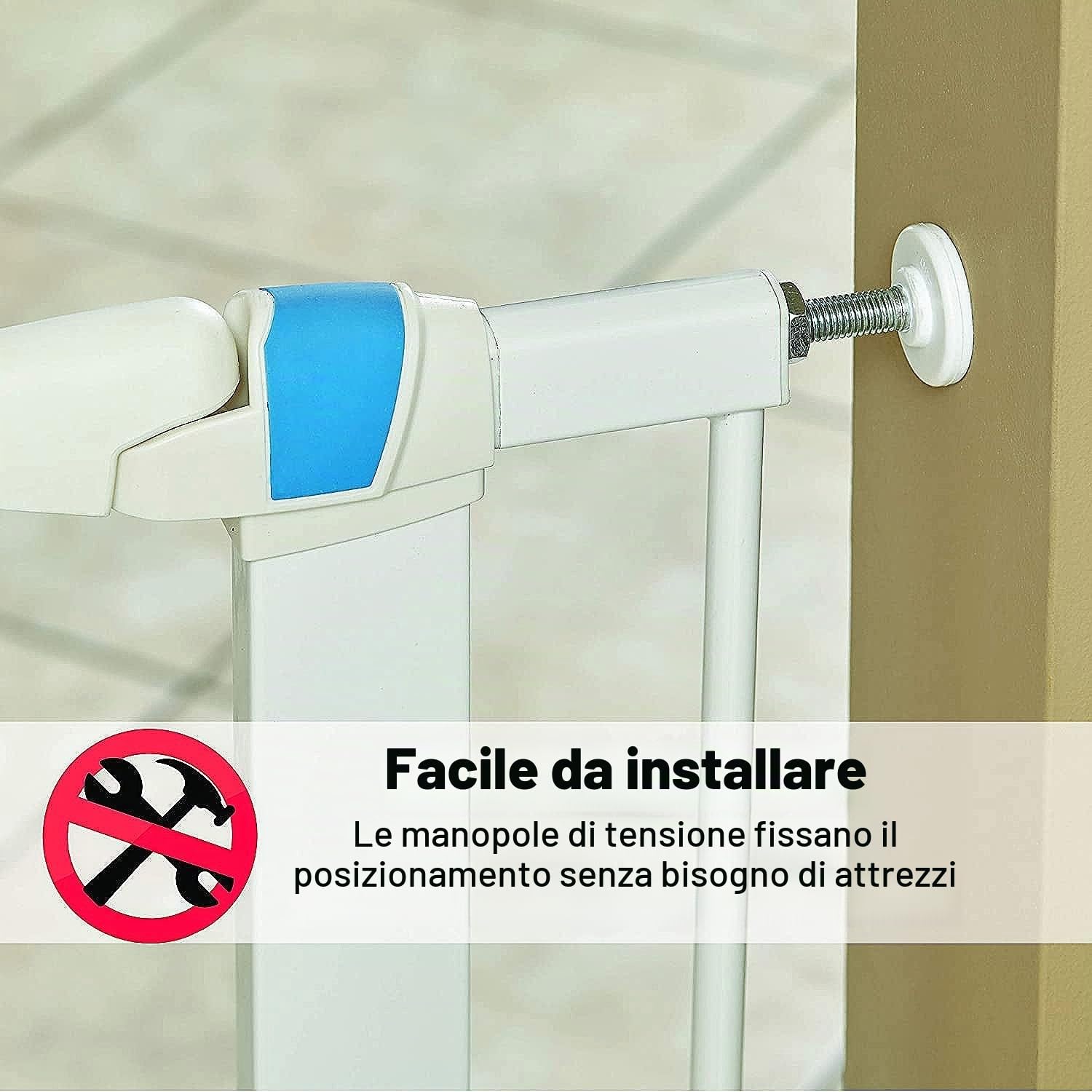 MidWest Homes for Pets Cancello per animali domestici in acciaio con striscia fosforescente; cancello per animali domestici in acciaio alto 99,06 cm da 73,66 cm a 96,52 cm di larghezza, bianco morbido