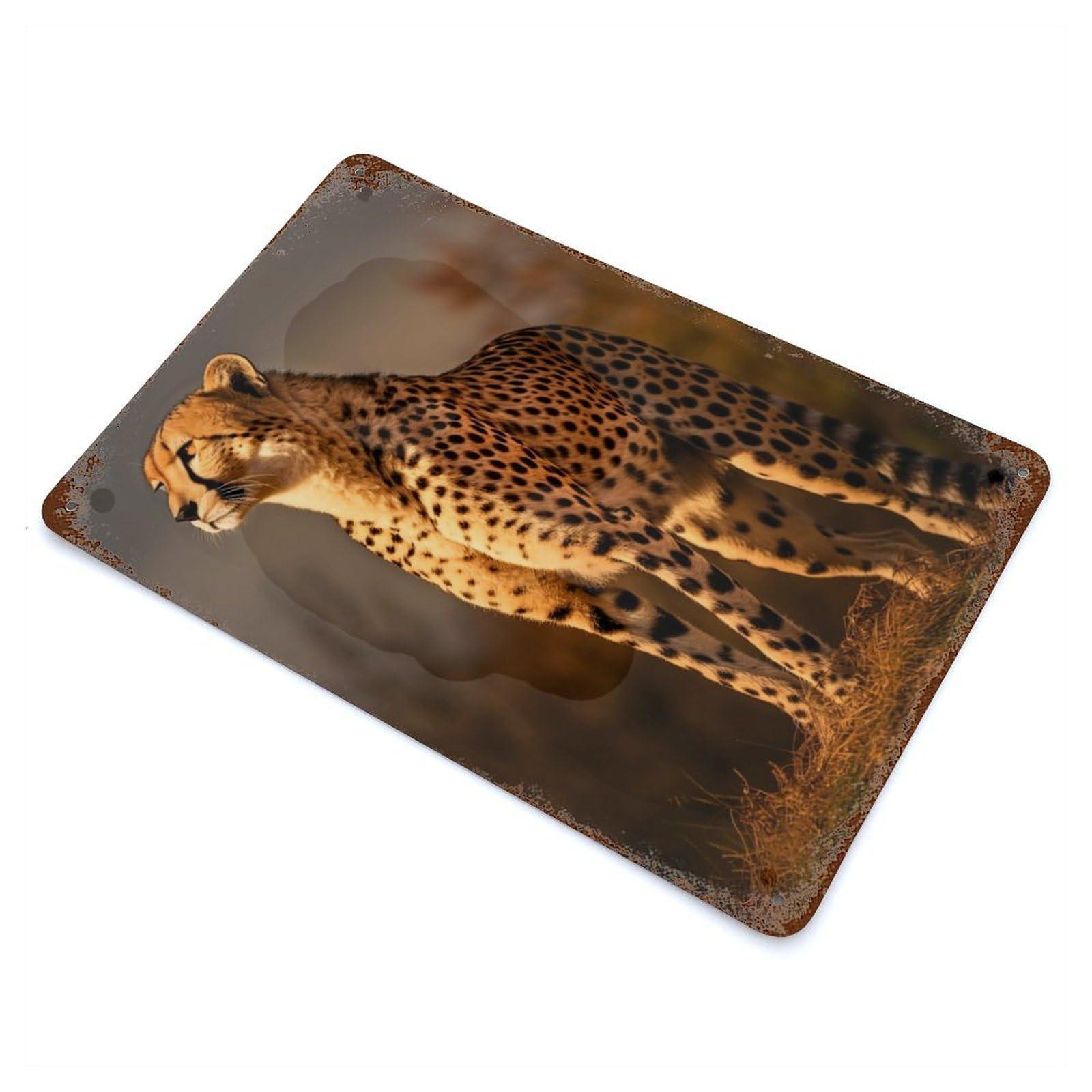 Majestic Cheetah Close Up Rust Effect Tin Sign 11.8"x7.9", Novelty Wall Decor for Garage, Pub Or Kitchen