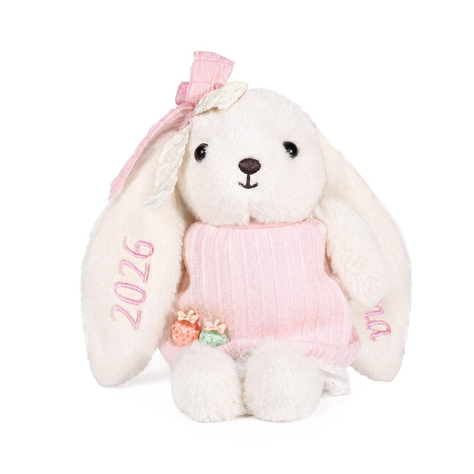 Jeweidea Personalised Bunny Rabbit Soft Toy with Name for Newborns Baby Comfort Plush Toy for Boys Girls for Baby Birthday Gifts Baby Shower Christening Gifts (Style 3)