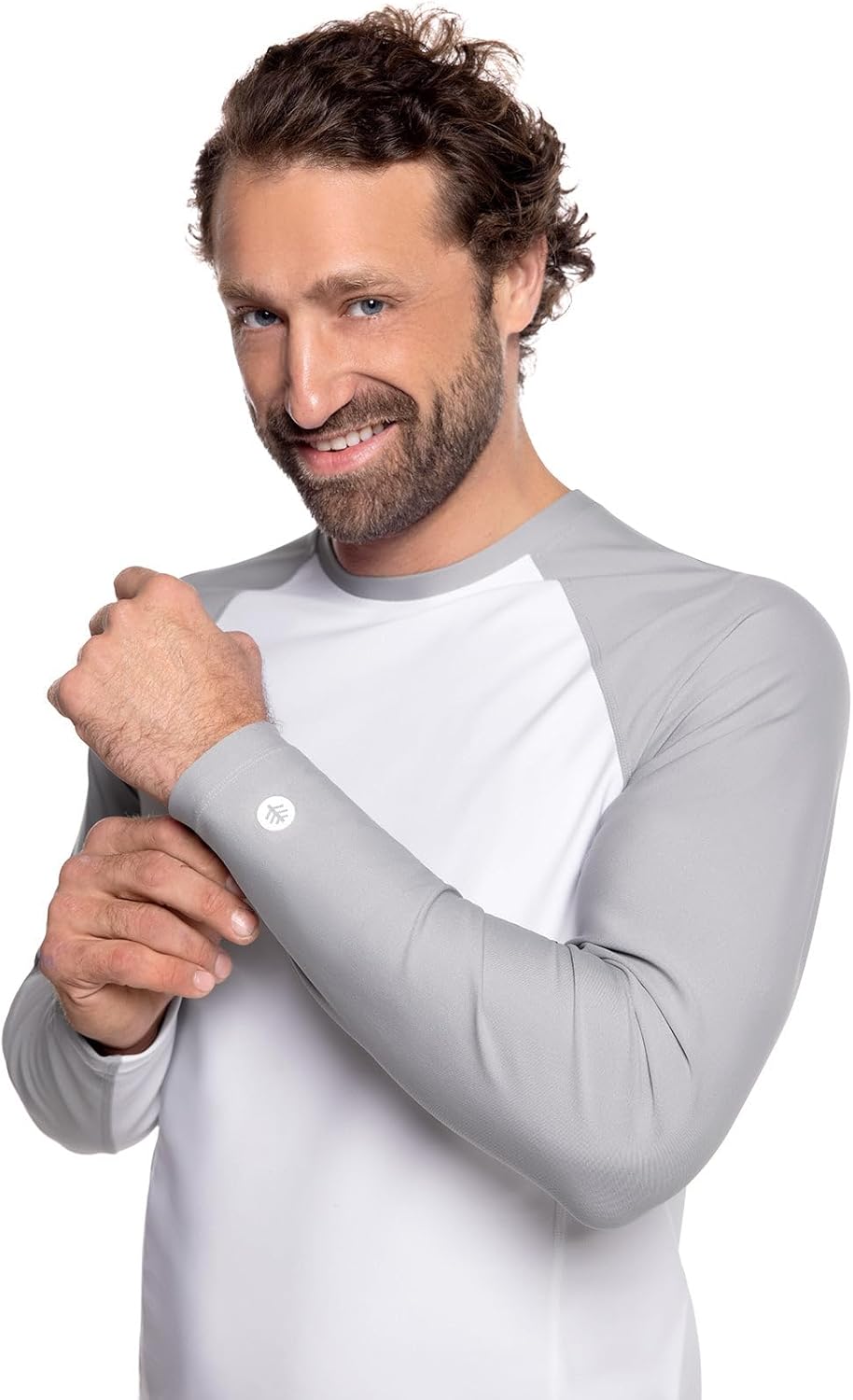 Men's Long Sleeve Swim Shirt - UPF 50+ Sun Protection - Hightide in Slate/White Colorblock