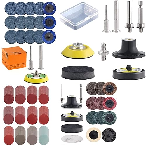 Paquete de 279 discos de lijado de 2 pulgadas, kit variado para amoladora de taladro, herramientas rotativas, accesorios con vástagos de 1/8 y 1/4