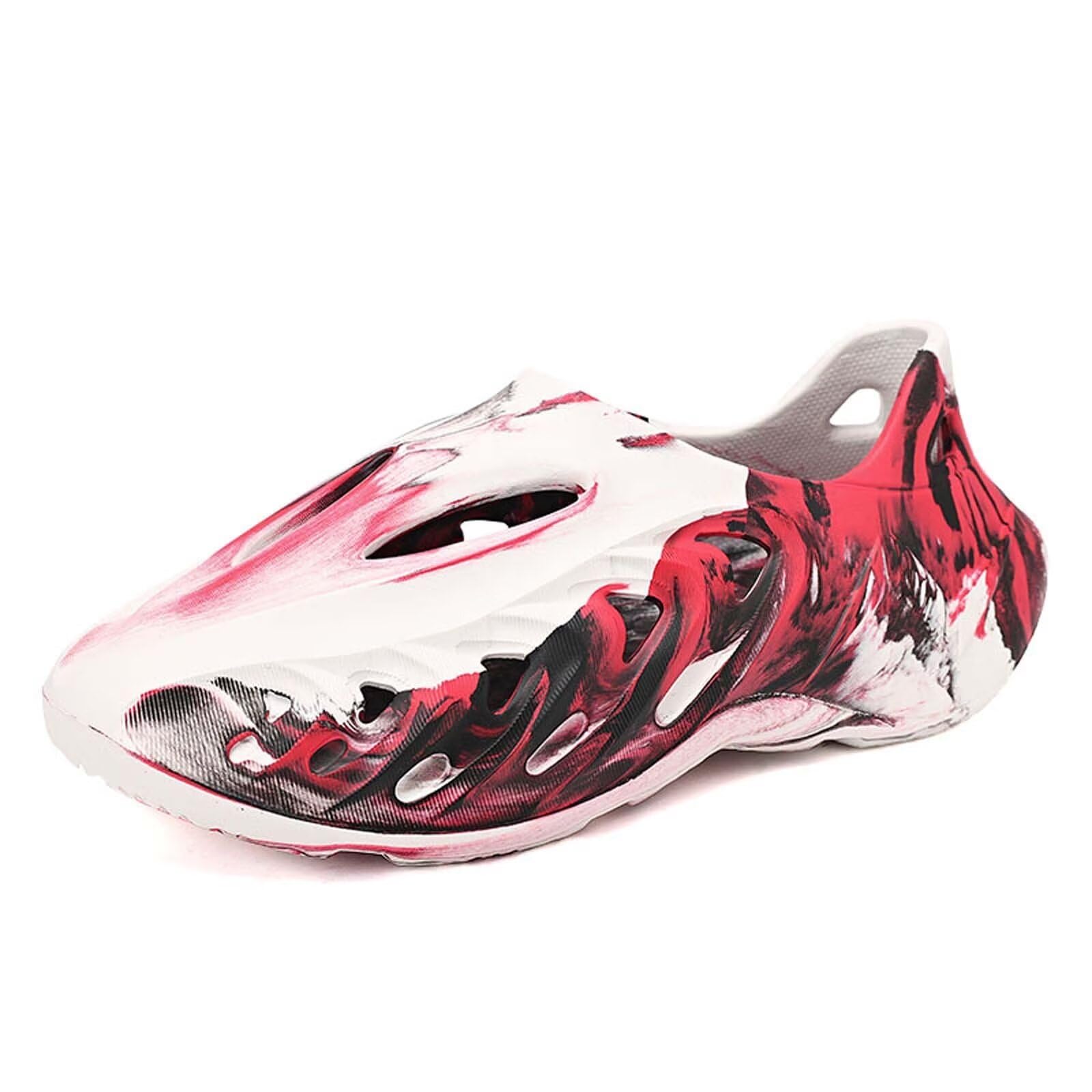 Eohsnem Foam Runner Shoes for Women Men, Hollow Cloud Slippers Lightweight Slip-On Walking Sneakers Breathable Soft Beach Sandals Redwhite