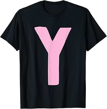 Amazon | 文字 Y 大 太字 ピンク Tシャツ | Tシャツ・カットソー