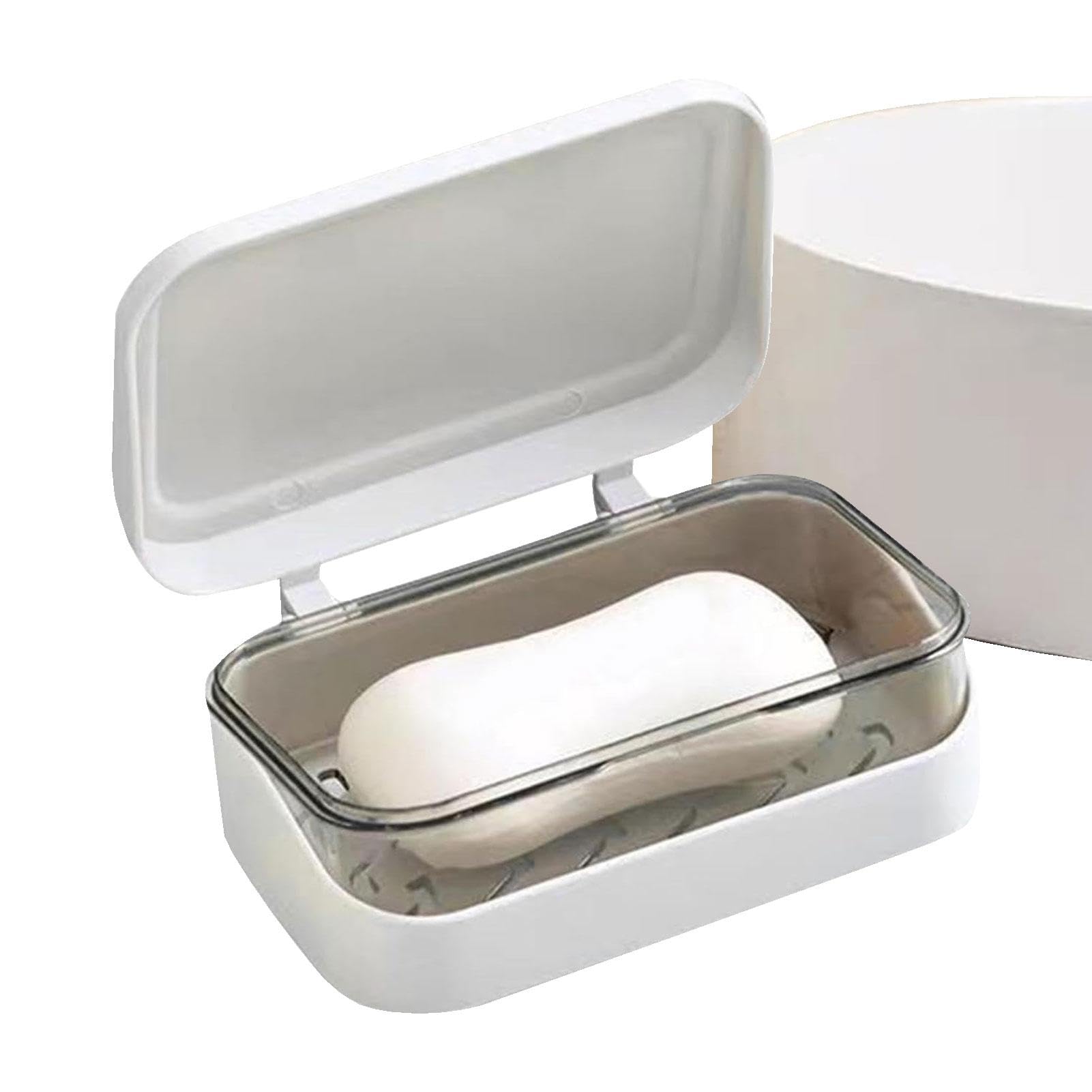 NieselSoap Holder Travel Case, Travel Soap Holder Container | 2-Layer Portable Soap Box with Drainer and Lid - Soap Bar Organiser, Shampoo Bar Holder for Bathroom, Camping, Outdoor, Shower