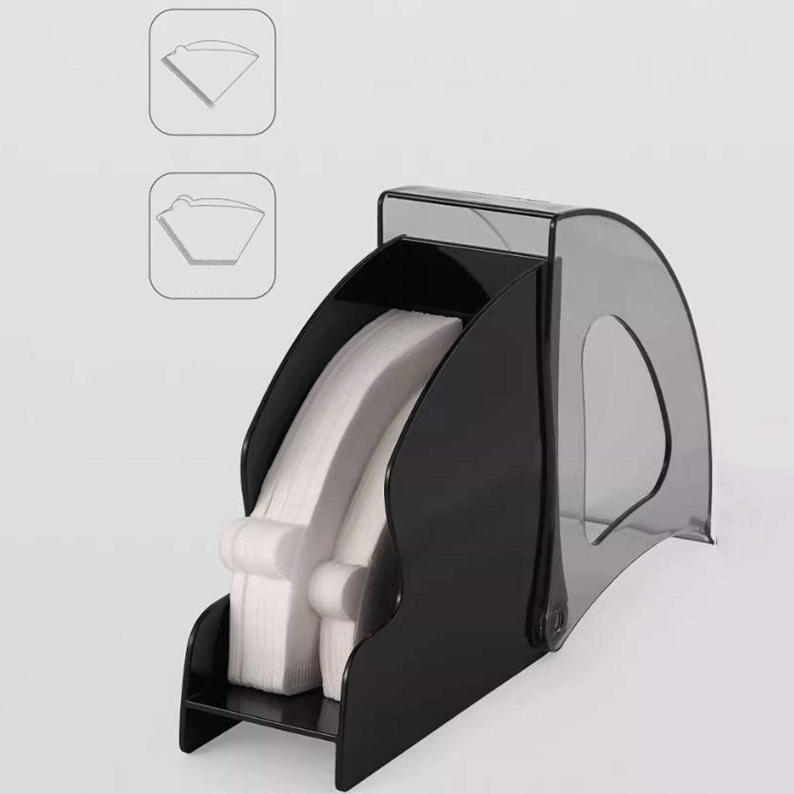 Soporte para filtro de café Soporte for filtro de café V60 con cubierta a prueba de polvo, dispensador de papel for filtro de café, organizador de caja de almacenamiento apto for papel de filtro #01 V
