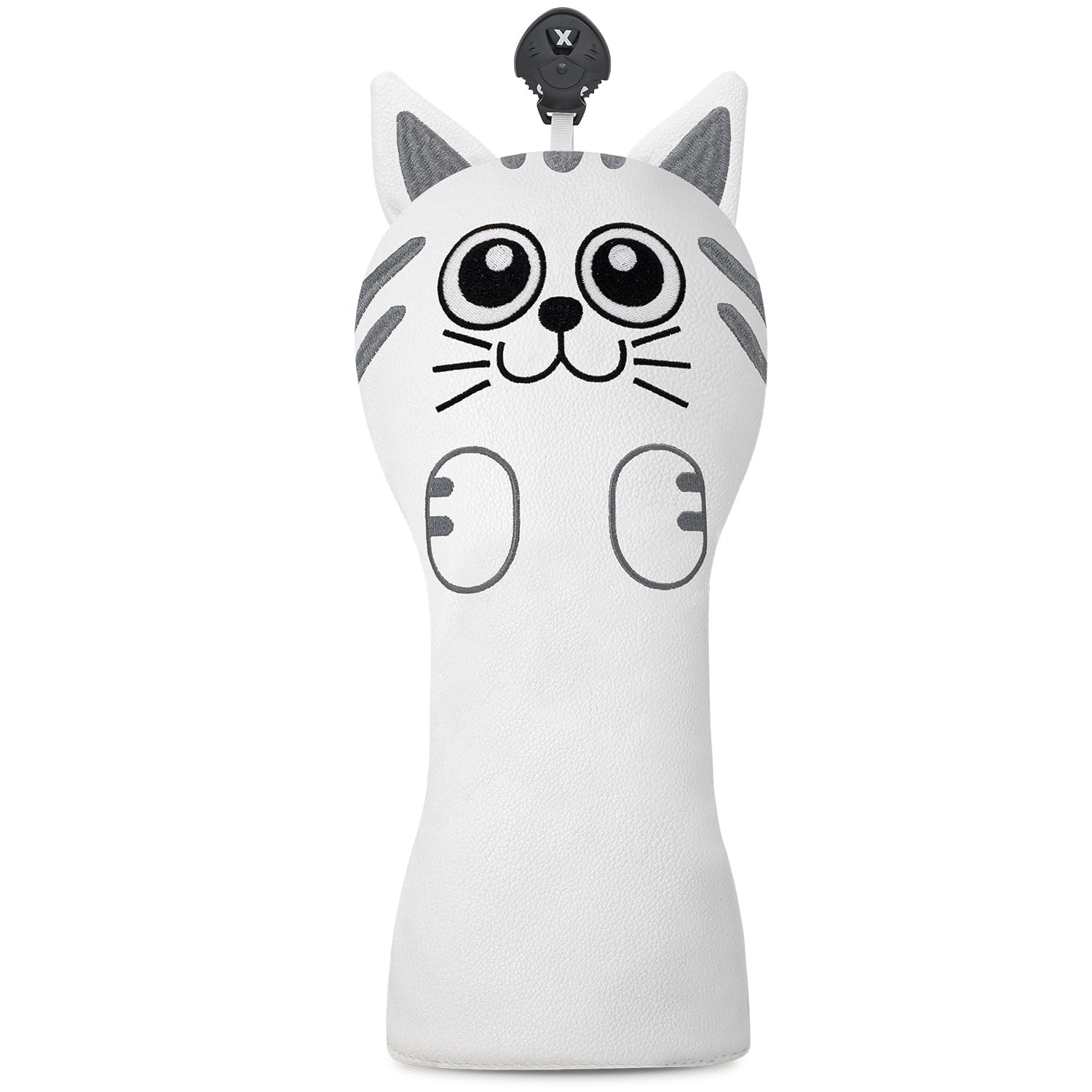 Golf Kitty Head Cover Golf Club White Leather Headcovers Set Fits Driver Fairway Wood Hybrid Utility Putter Iron Wedge Headcover. — image 1