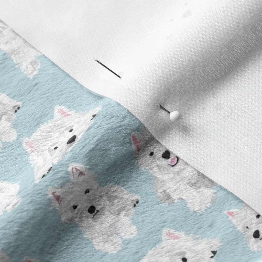 Spoonflower Fabric - Westies Dog Dogs Westie Terriers West Highland White Terrier Printed on Minky Fabric by The Yard - Sewing Baby Blankets Quilt Backing Plush