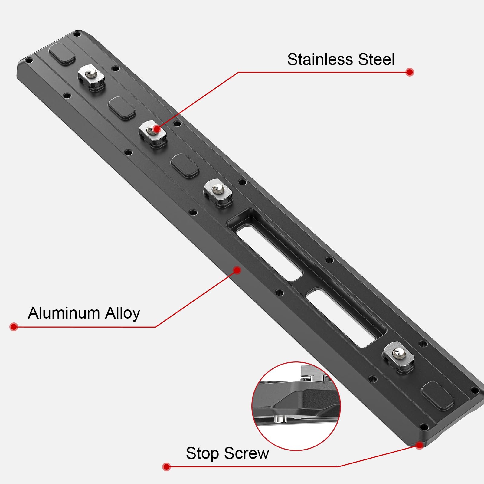 EVUMO ML240 MLOK Arca Swiss piastra a sgancio rapido, 240 mm a coda di rondine piastra a sgancio rapido, per vari treppiedi, teste sferiche, compatibile con ARCA & RRS