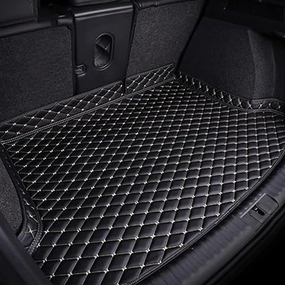 Car Cargo Liners for VW Touareg (underprivileged) 2008-2010,Liner Trunk Floor Mat Automobile Rear Trunk Liner Cargo Carpets Boot Protection Mat Interior Accessories,B-Black-Beige