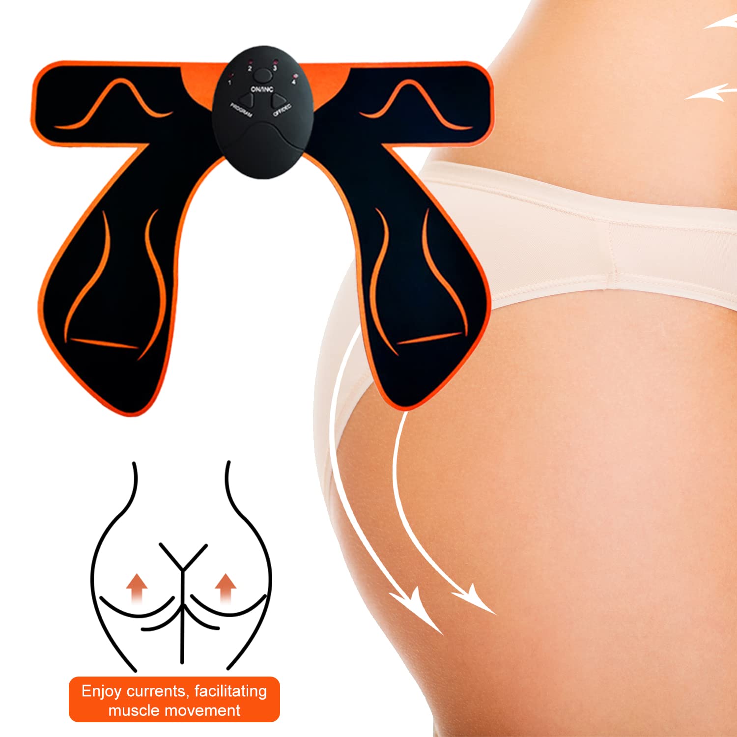 Stimulateur Musculaire Portable Electrostimulateur Fessier Zebbyee - HIPS Trainer EMS - 6 Modes, 10 Niveaux - Tonification Musculaire à Domicile Electrostimulateur Maison